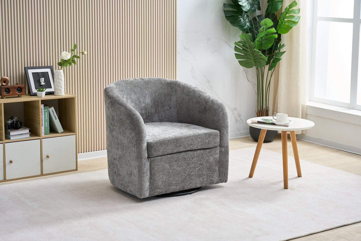 Swivel Barrel Accent Chair – Modern 360° Lounge Chair SQ7007 - with Grey Comfort Lounge Accent Chair | Sold by Uncle Wiener's Wholesale