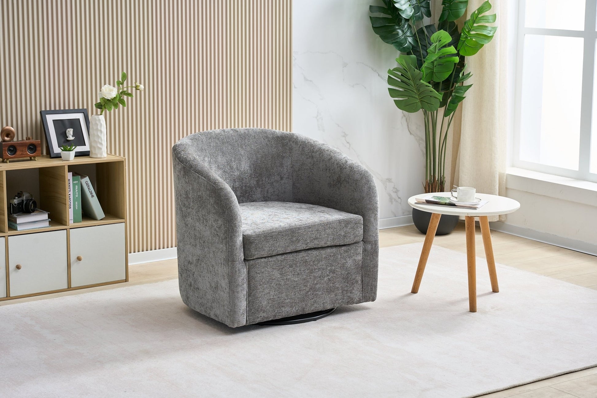 Swivel Barrel Accent Chair – Modern 360° Lounge Chair SQ7007 - with Grey Comfort Lounge Accent Chair | Sold by Uncle Wiener's Wholesale