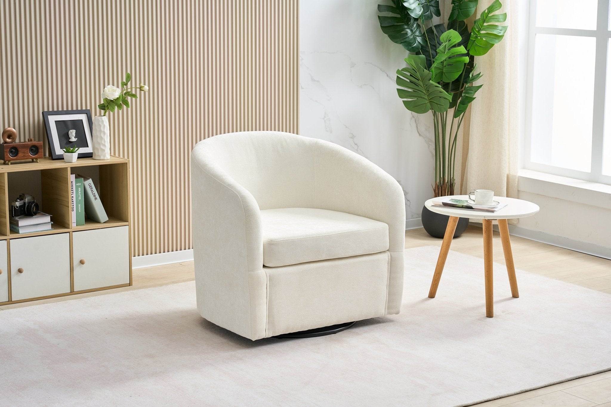 Swivel Barrel Accent Chair – Modern 360° Lounge Chair SQ7007 - with White Comfort Lounge Accent Chair | Sold by Uncle Wiener's Wholesale
