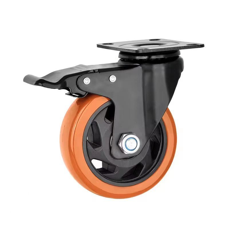 Swivel Caster Wheels with Brakes – 3" or 4" Heavy - Duty Plate Mount Casters – 4 Pack (Multiple Options) - with 4" × 1.25" | Sold by Uncle Wiener's Wholesale