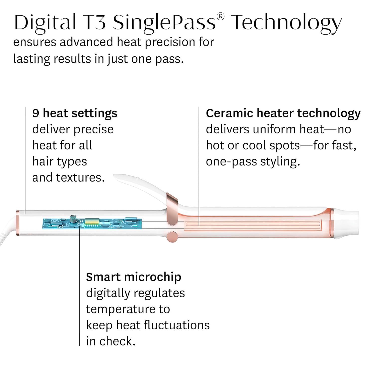 T3 SinglePass 1.25 Inch Extra - Long Barrel Curling Iron with 9 Heat Settings - Electronics with | Sold by Uncle Wiener's Wholesale