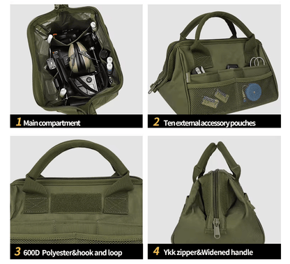 Tactical Ammo & Tool Storage Bag 12″ Heavy Duty 600D Utility Organizer Black Tan Green ATB17301 - with Army Green | Sold by Uncle Wiener's Wholesale