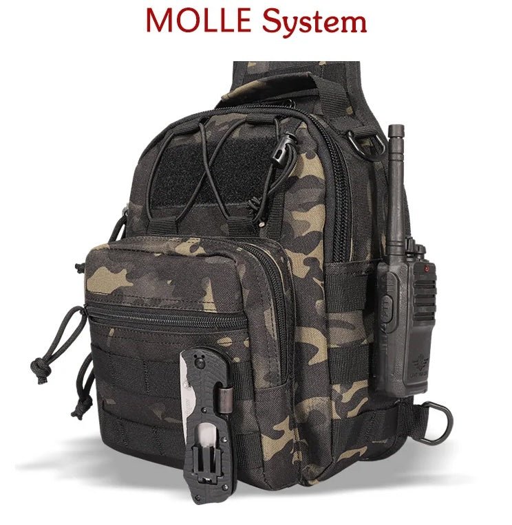 Tactical Daypack – Compact Military Backpack A88060 Series | MOLLE EDC Pack (Woodland Camo A88060WC / Black Typhoon A88060BTP / Black A88060BLK) - with Black Typhoon | Sold by Uncle Wiener's Wholesale