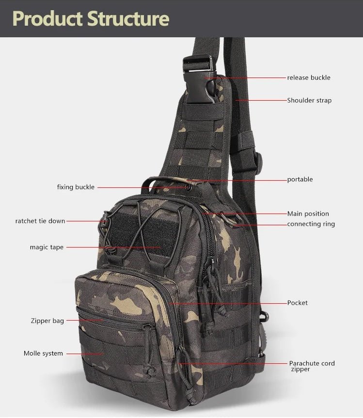 Tactical Daypack – Compact Military Backpack A88060 Series | MOLLE EDC Pack (Woodland Camo A88060WC / Black Typhoon A88060BTP / Black A88060BLK) - with Black Typhoon | Sold by Uncle Wiener's Wholesale
