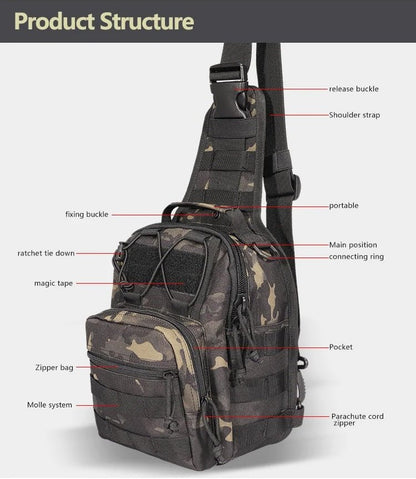 Tactical Daypack – Compact Military Backpack A88060 Series | MOLLE EDC Pack (Woodland Camo A88060WC / Black Typhoon A88060BTP / Black A88060BLK) - with Black Typhoon | Sold by Uncle Wiener's Wholesale