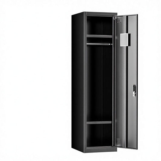 Tall Steel Storage Locker 15″ × 16.9″ × 72″ Black Garage Cabinet YCDM287 - with | Sold by Uncle Wiener's Wholesale