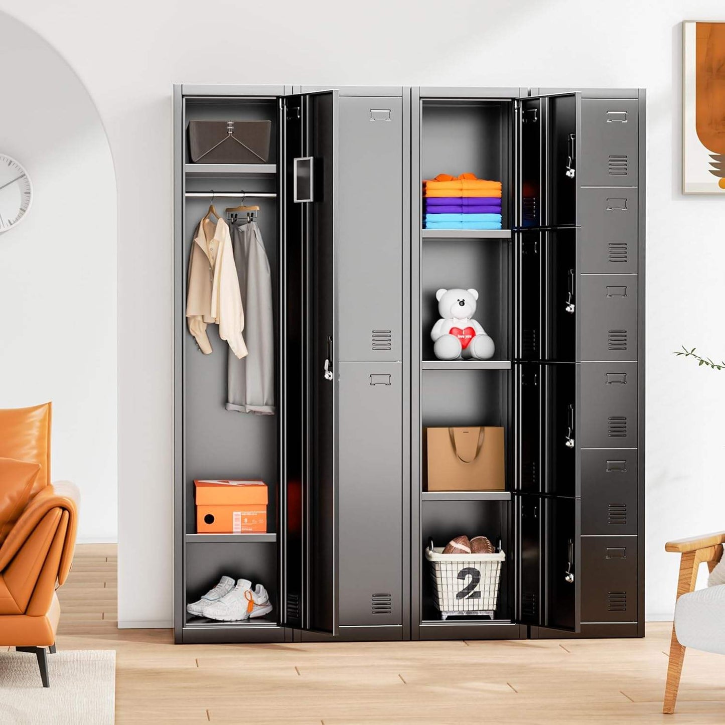 Tall Steel Storage Locker 15″ × 16.9″ × 72″ Black Garage Cabinet YCDM287 - with | Sold by Uncle Wiener's Wholesale
