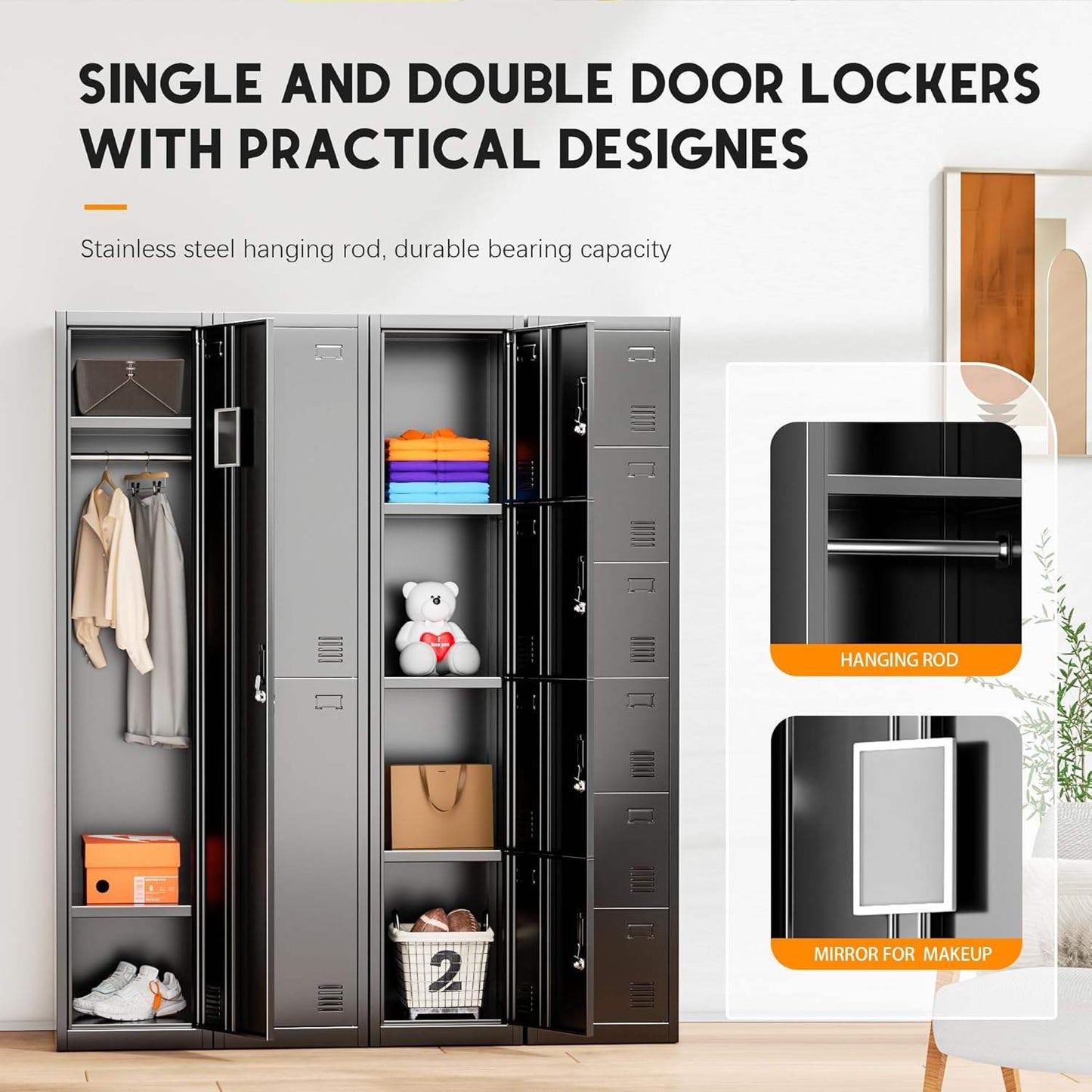 Tall Steel Storage Locker 15″ × 16.9″ × 72″ Black Garage Cabinet YCDM287 - with | Sold by Uncle Wiener's Wholesale