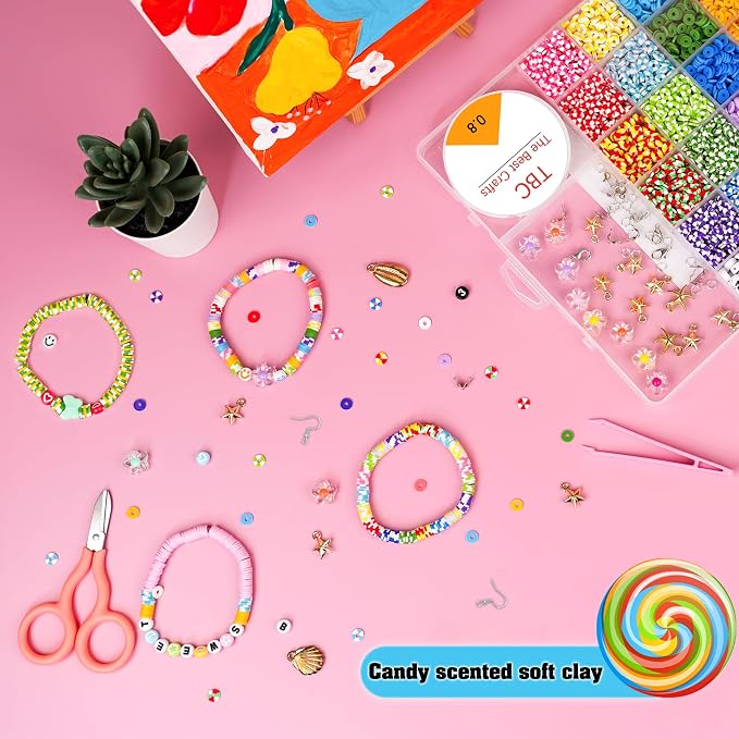 TBC The Best Crafts 4000+ Candy-Scented Clay Beads Bracelet-Making Kit – DIY Jewellery Accessories - Toys with | Sold by Uncle Wiener's Wholesale