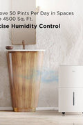 TCL 4500sqft Smart Dehumidifier Energy Star Most Efficient 2024 50 Pints Per Day (H50D44W) - with <B>Dimensions (Overall):</B> 24 Inches (H) x 15.4 Inches (W) x 10.6 Inches (D) | Sold by Uncle Wiener's Wholesale