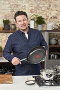 Tefal E304S344 Jamie Oliver Set x 3 Pan, 20 - 24 - 28 cm, 18/10 Steel - with Black | Sold by Uncle Wiener's Wholesale
