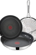Tefal E304S344 Jamie Oliver Set x 3 Pan, 20 - 24 - 28 cm, 18/10 Steel - with Black | Sold by Uncle Wiener's Wholesale
