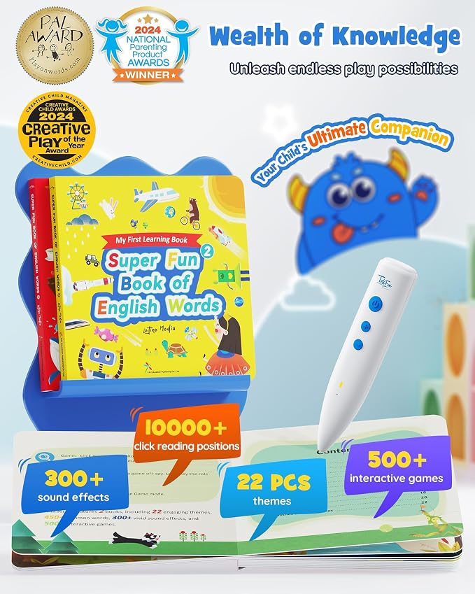 TEKFUN Interactive ABC & 123 Learning Books with Talking Pen – Educational Reading Set for Toddlers, Preschool Learning Toy for Ages 2–6 - Toys with | Sold by Uncle Wiener's Wholesale