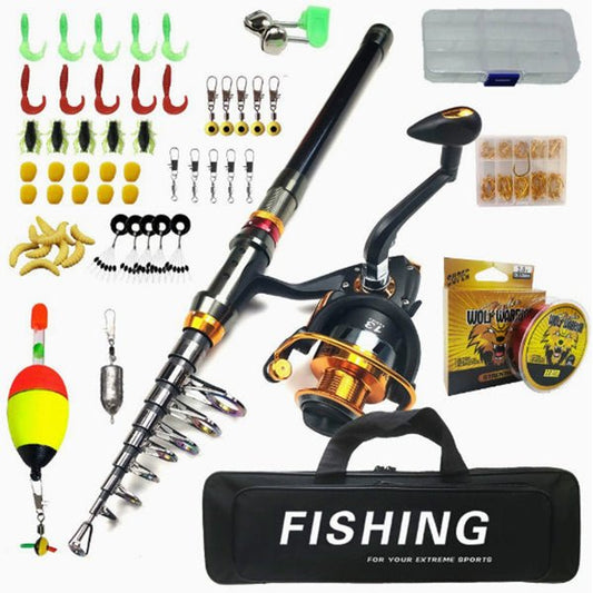 Telescopic Fishing Rod & Reel Combo Kit 5.9 ft 7.9 ft Full Starter Set SC065 SC023 SC023B - with 7.9 ft Kit | Sold by Uncle Wiener's Wholesale