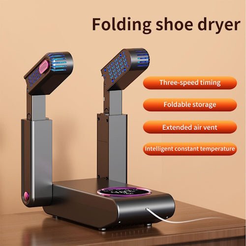 Telescopic Shoe Dryer with Timer, Folding Boot Dryer for Shoes, Boots and Gloves, Warm Air Drying with Odor Reduction S1363 - with | Sold by Uncle Wiener's Wholesale