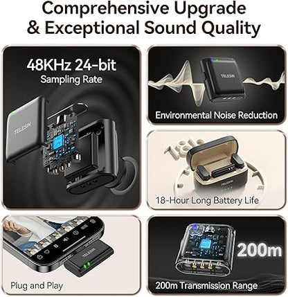 TELESIN Wireless Lavalier Microphone for iPhone Android Camera and Laptop with Noise Reduction - Electronics with | Sold by Uncle Wiener's Wholesale