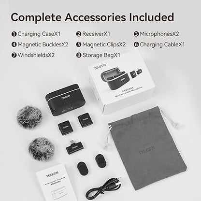 TELESIN Wireless Lavalier Microphone for iPhone Android Camera and Laptop with Noise Reduction - Electronics with | Sold by Uncle Wiener's Wholesale