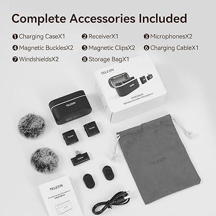 TELESIN Wireless Lavalier Microphone for iPhone Android Camera and Laptop with Noise Reduction - Electronics with | Sold by Uncle Wiener's Wholesale
