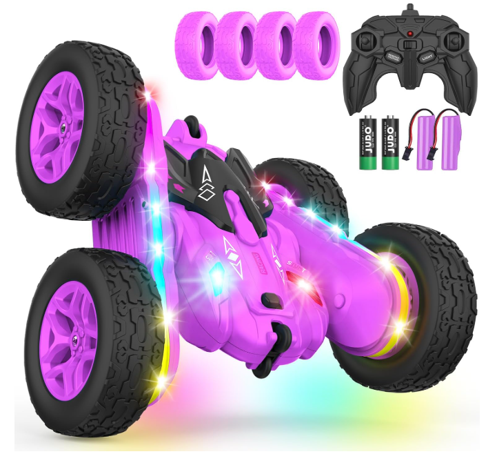 Terucle 360° Double - Sided RC Stunt Car with Headlights – 4WD Remote Control Toy for Kids - Toys with PURPLE | Sold by Uncle Wiener's Wholesale