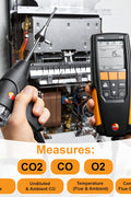 testo 310 Combustion Analyzer Kit with Printer – Combustion analyzer measuring O2, Flue gas, and CO2 – Manometer for Heating Systems – Carbon Monoxide Meter - with Black/Orange | Sold by Uncle Wiener's Wholesale