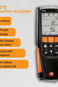 testo 310 Combustion Analyzer Kit with Printer – Combustion analyzer measuring O2, Flue gas, and CO2 – Manometer for Heating Systems – Carbon Monoxide Meter - with Black/Orange | Sold by Uncle Wiener's Wholesale