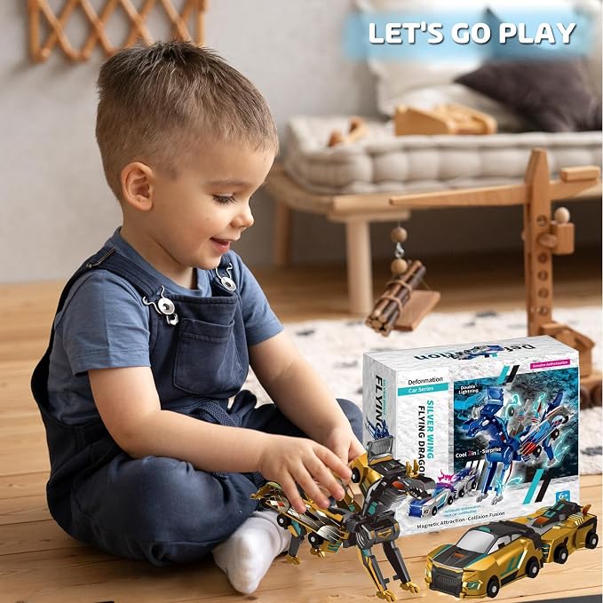 TEZKIM 2-in-1 Collision Transforming Dinosaur Car Toy – Magnetic Crash-to-Transform Vehicle - Toys with | Sold by Uncle Wiener's Wholesale