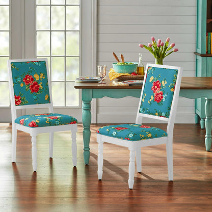 The Pioneer WomanCallie Vintage Floral Dining Chairs Made With Solid Wood Frame, Set of 2, White Finish 764053559396 - with | Sold by Uncle Wiener's Wholesale