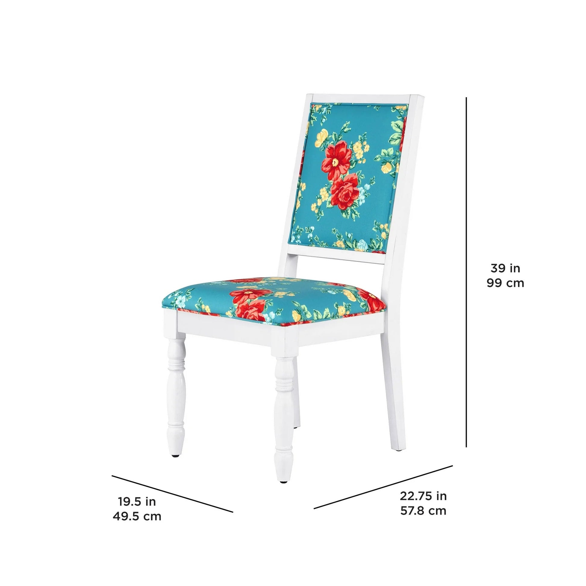 The Pioneer WomanCallie Vintage Floral Dining Chairs Made With Solid Wood Frame, Set of 2, White Finish 764053559396 - with | Sold by Uncle Wiener's Wholesale