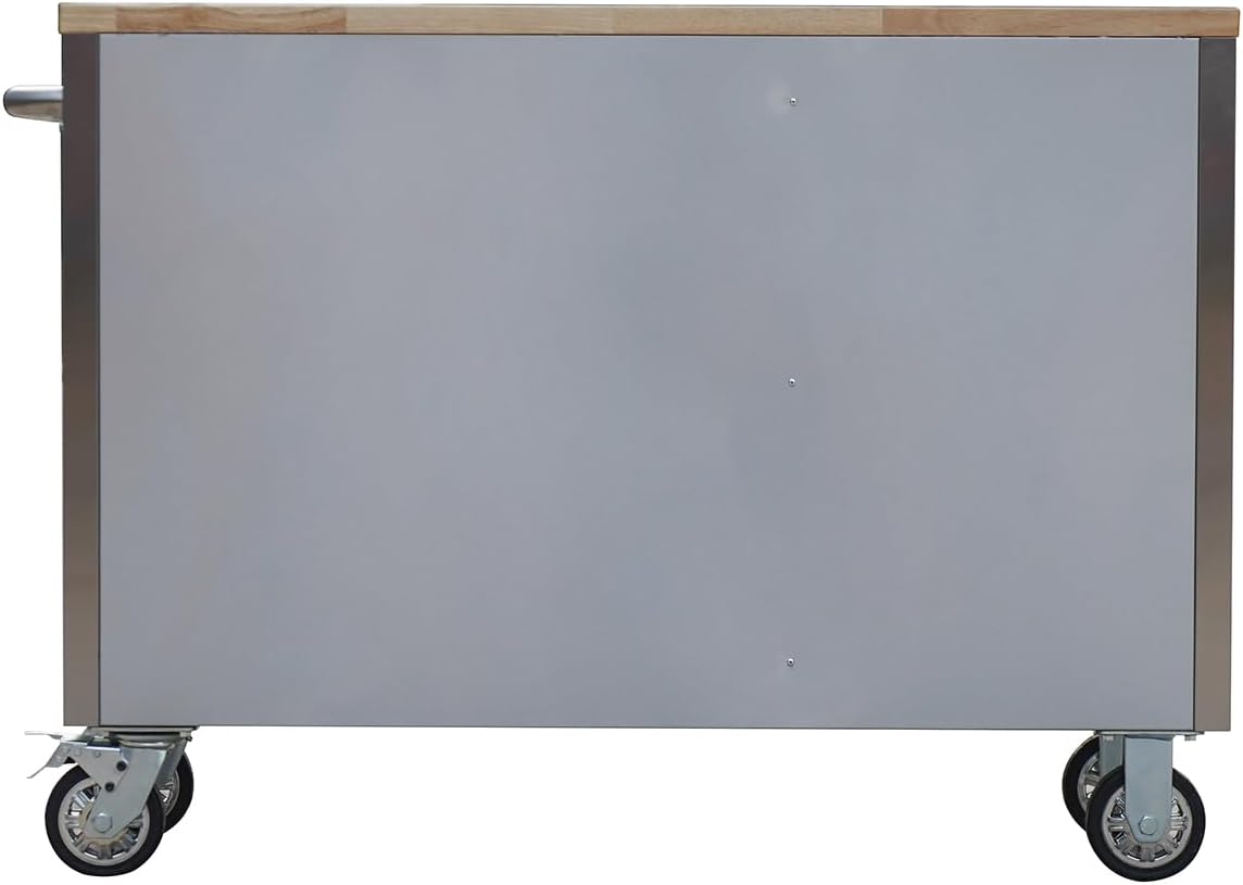 Thor 48″ Stainless Steel Rolling Tool Workbench with Wood Top, 4 - Drawer Mobile Tool Cabinet – HTC4804W1 - with | Sold by Uncle Wiener's Wholesale
