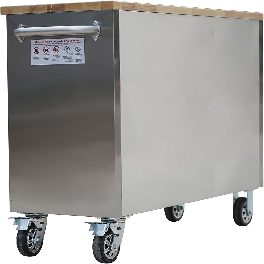 Thor 48″ Stainless Steel Rolling Tool Workbench with Wood Top, 4 - Drawer Mobile Tool Cabinet – HTC4804W1 - with | Sold by Uncle Wiener's Wholesale