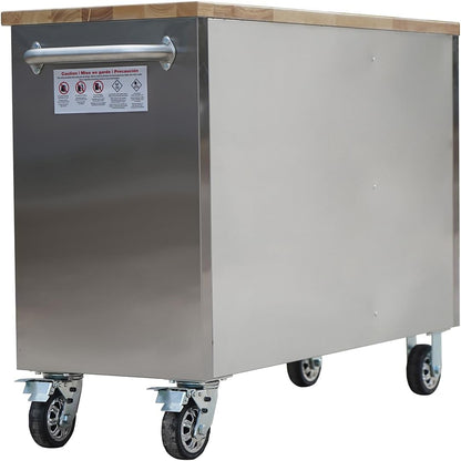 Thor 48″ Stainless Steel Rolling Tool Workbench with Wood Top, 4 - Drawer Mobile Tool Cabinet – HTC4804W1 - with | Sold by Uncle Wiener's Wholesale
