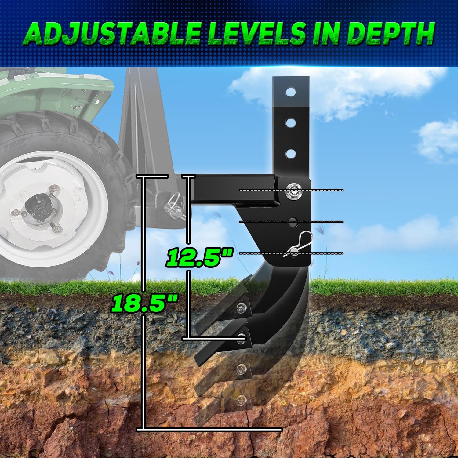 Three - Point Hitch Plow Leg – Heavy - Duty Steel Curved Plow Shank for Tractor Tillage CB5203 - with | Sold by Uncle Wiener's Wholesale