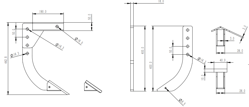 Three - Point Hitch Plow Leg – Heavy - Duty Steel Curved Plow Shank for Tractor Tillage CB5203 - with | Sold by Uncle Wiener's Wholesale