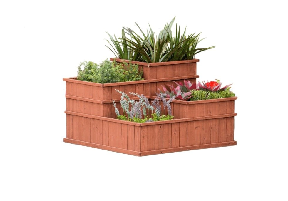 Three - Tier Fir Wood Garden Planter Box – 32″×32″×24″ Raised Flower Bed MLP3232 - with | Sold by Uncle Wiener's Wholesale
