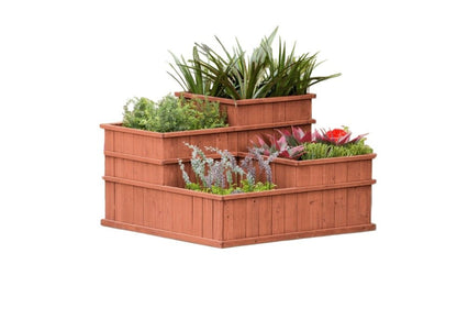 Three - Tier Fir Wood Garden Planter Box – 32″×32″×24″ Raised Flower Bed MLP3232 - with | Sold by Uncle Wiener's Wholesale
