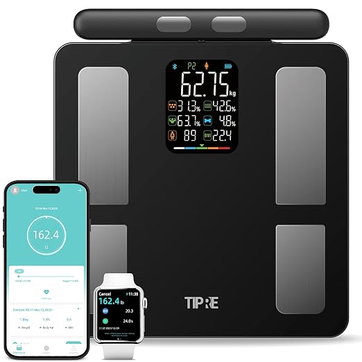 TIPRE Smart Body Composition Scale – 8-Electrode Digital Bluetooth Weight Scale with Retractable Handle, BMI & Full Body Analysis, 400 lb Capacity - Exercise Equipment with | Sold by Uncle Wiener's Wholesale