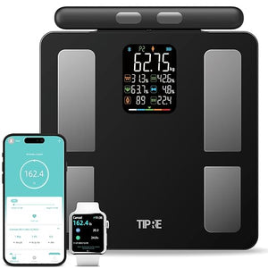 TIPRE Smart Body Composition Scale – 8-Electrode Digital Bluetooth Weight Scale with Retractable Handle, BMI & Full Body Analysis, 400 lb Capacity