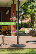 T&Jero 29 lb round bronze umbrella base with steel stem – top view
Umbrella base on patio – HDPE with sunflower pattern design
Pre-filled umbrella base with adjustable tightening knob – fits 1.5 to 2 inch poles
Bronze cast iron style HDPE base – outdoor market table umbrella stand