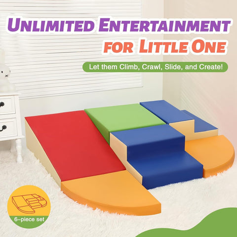 TODIBY 6 - Piece Set Soft PU Leather Baby Climbing Toys for Toddlers, Foam Blocks Climber Play Equipment, Indoor Climb and Crawl Activity Play Set (Classic Color) - with | Sold by Uncle Wiener's Wholesale