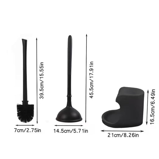 Toilet Plunger & Brush Set with Holder Bathroom Cleaning Combo CGCK066 - with | Sold by Uncle Wiener's Wholesale