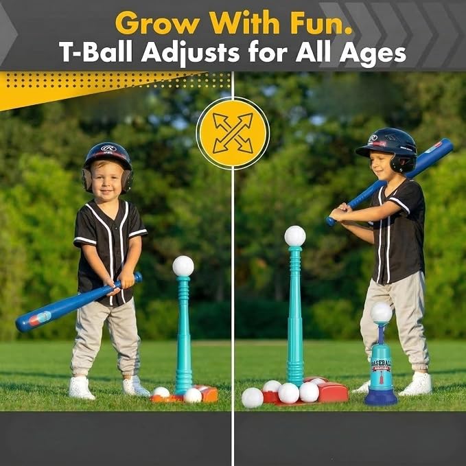 TOMLEON Kids T-Ball Set with Adjustable Batting Tee & Pitching Machine – Baseball Bat, 6 Oversized Balls & Storage Bag for Ages 3–8 - Toys with | Sold by Uncle Wiener's Wholesale