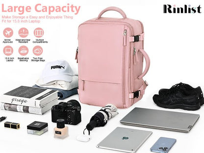 Travel Backpack for Men & Women – Pink (TSA Friendly, Expandable, Carry - On) - with | Sold by Uncle Wiener's Wholesale