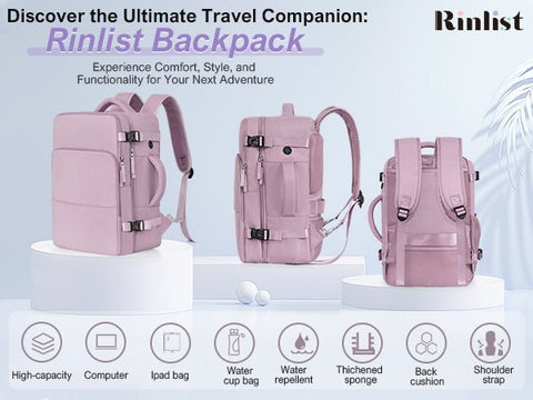 Travel Backpack for Men & Women – Pink (TSA Friendly, Expandable, Carry - On) - with | Sold by Uncle Wiener's Wholesale