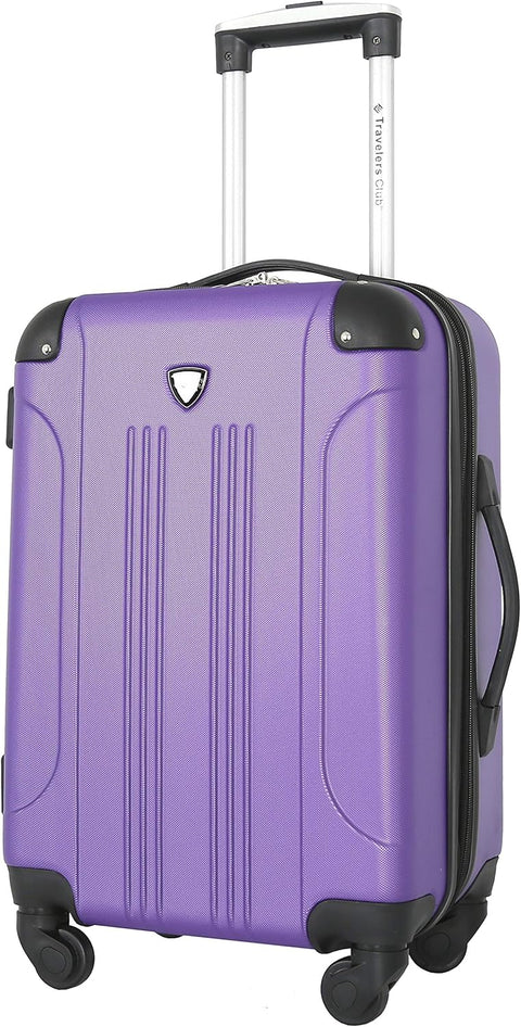 Travelers Club 20" Chicago Expandable Spinner Carry - On Luggage Purple/Pink [color may vary], used, has scratches - with | Sold by Uncle Wiener's Wholesale