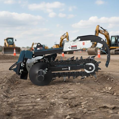 Trencher Attachment – 6" Width, Adjustable Depth | Heavy - Duty Skid Steer & Excavator Tool MSST415 - with | Sold by Uncle Wiener's Wholesale