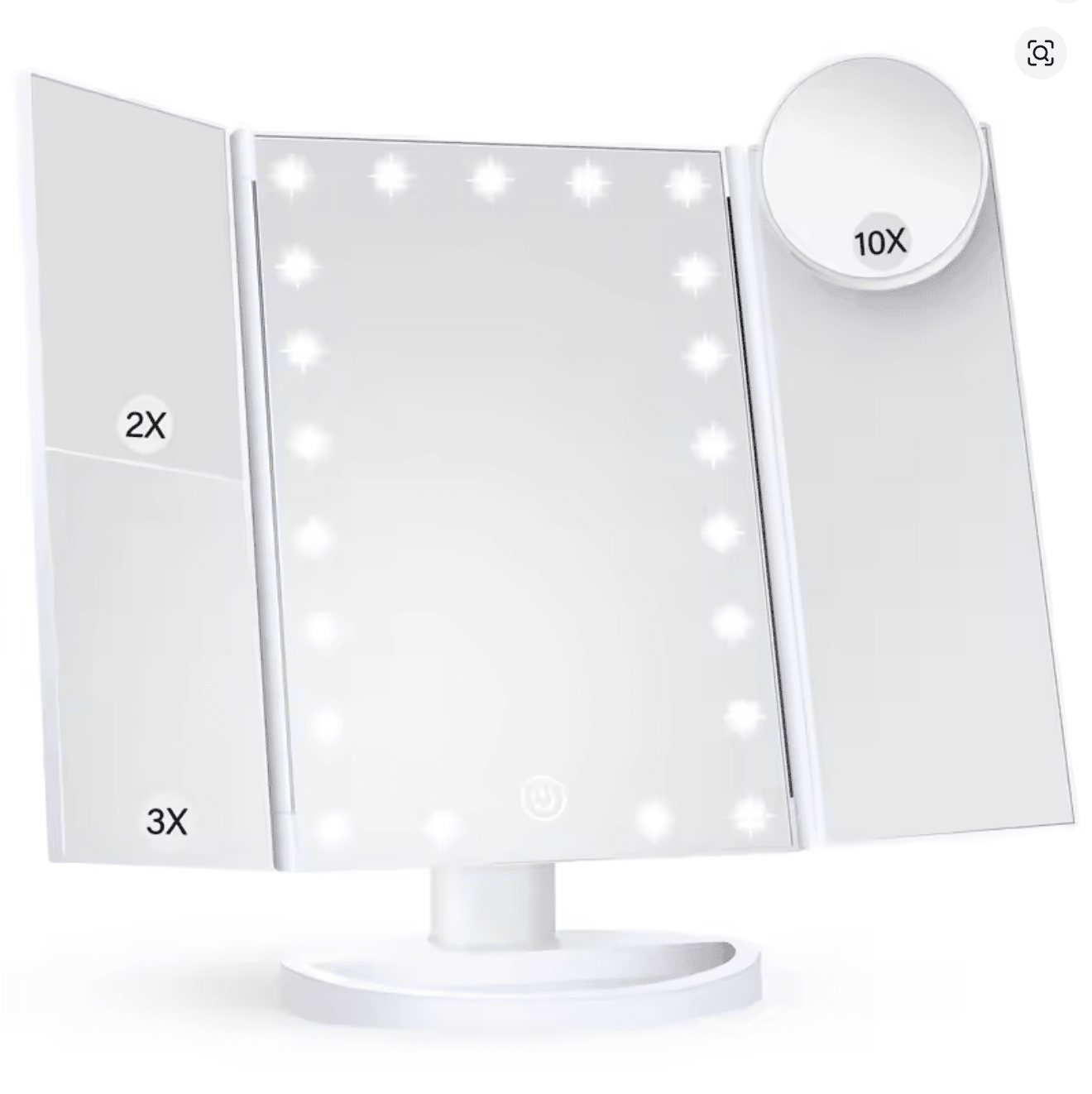 Trifold Makeup Vanity Mirror with Lights – 2X/3X/10X Magnification – JXVM94 - with | Sold by Uncle Wiener's Wholesale