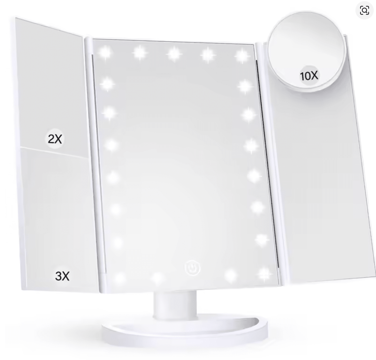 Trifold Makeup Vanity Mirror with Lights – 2X/3X/10X Magnification – JXVM94 - with | Sold by Uncle Wiener's Wholesale
