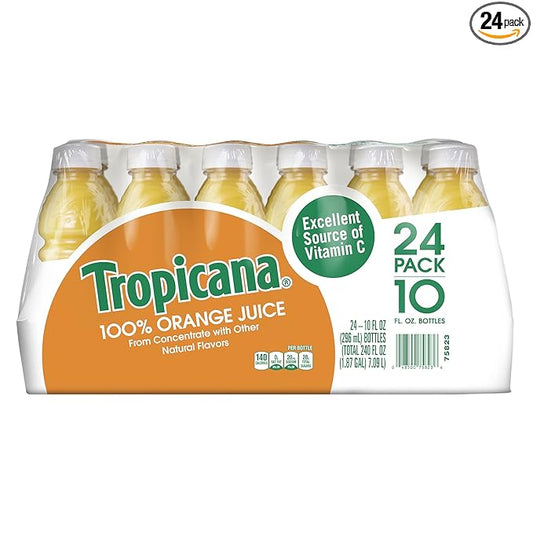 Tropicana Juice Bottles Assorted Flavours | Bulk Packs Single Serve Drinks - Beverage with Tropicana Orange Juice Blend 24 Pack 10 OZ | Sold by Uncle Wiener's Wholesale