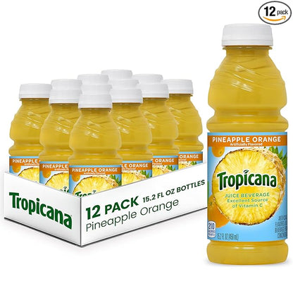Tropicana Juice Bottles Assorted Flavours | Bulk Packs Single Serve Drinks - Beverage with Tropicana Pineapple Orange Juice Beverage 12 Pack 15.2 OZ | Sold by Uncle Wiener's Wholesale