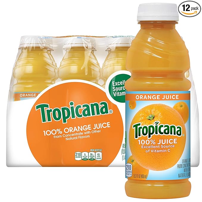 Tropicana Juice Bottles Assorted Flavours | Bulk Packs Single Serve Drinks - Beverage with Tropicana Orange Juice Blend 12 Pack 15.2 OZ | Sold by Uncle Wiener's Wholesale
